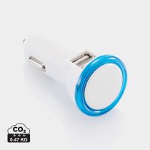 Powerful dual port car charger, blue