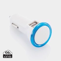 Powerful dual port car charger, white