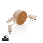 Cork and Wheat 6-in-1 retractable cable, brown