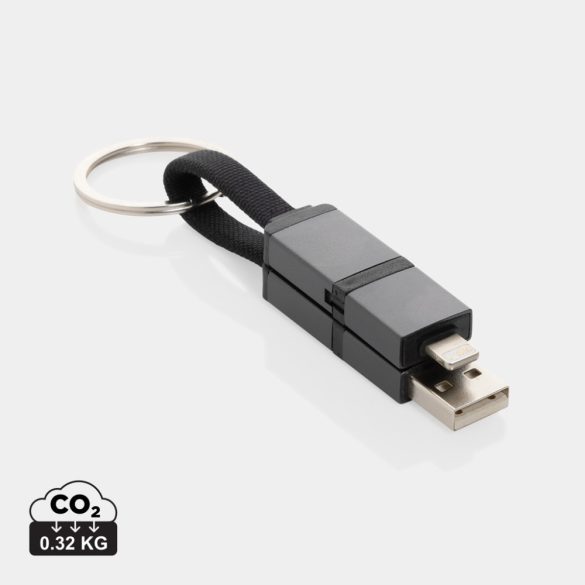 Terra recycled aluminum 4 in 1 60W fast charging cable, grey