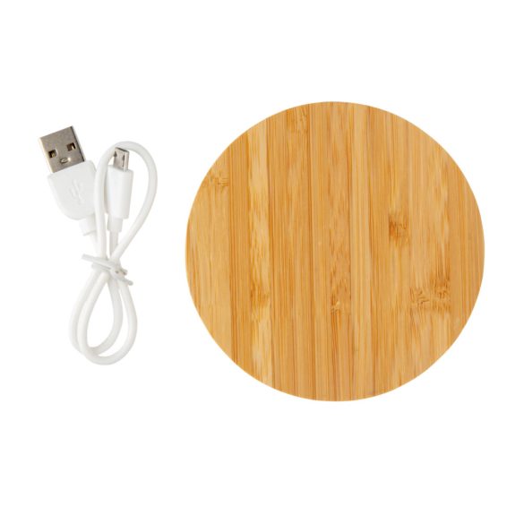 FSC®certified bamboo 5W wireless charger round, brown