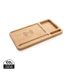 FSC® Bamboo desk organiser 10W wireless charger, brown