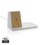   Ontario recycled plastic & bamboo 3-in-1 wireless charger, natural