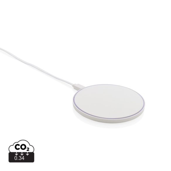 RCS standard recycled plastic 10W wireless charger, white