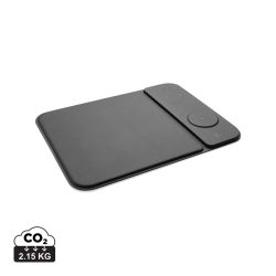   Swiss peak RCS recycled PU 15W 3 in 1 charging mousepad, black