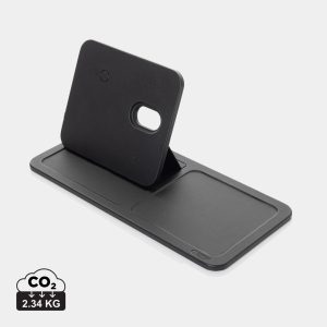 Swiss Peak 3 in 1 RCS recycled PU wireless charger desk tray, black