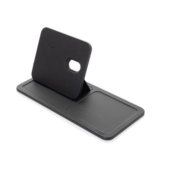 Swiss Peak 3 in 1 RCS recycled PU wireless charger desk tray, black