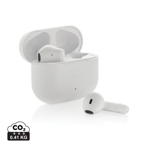 Tunevo RCS recycled plastic wireless earbuds, white