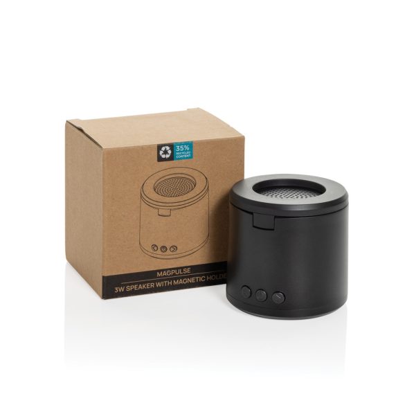Magpulse RCS recycled plastic 3W speaker w/magnetic holder, black
