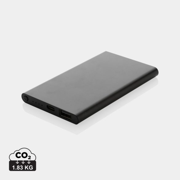 RCS recycled plastic/aluminum 4000 mah powerbank with type C, black