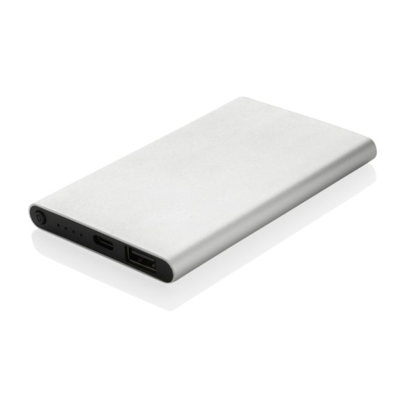 RCS recycled plastic/aluminum 4000 mah powerbank with type C, silver