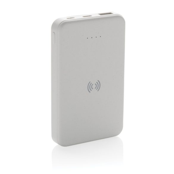 RCS recycled plastic 5.000 mAh 5W wireless powerbank, natural