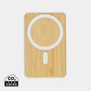 Zen RCS rplastic 5000 mah 5W magnetic bamboo powerbank, white