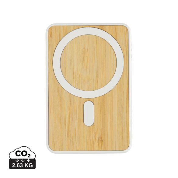 Zen RCS rplastic 5000 mah 5W magnetic bamboo powerbank, white