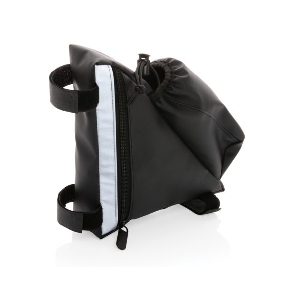 PU high visibility bike frame bag with bottle holder, black
