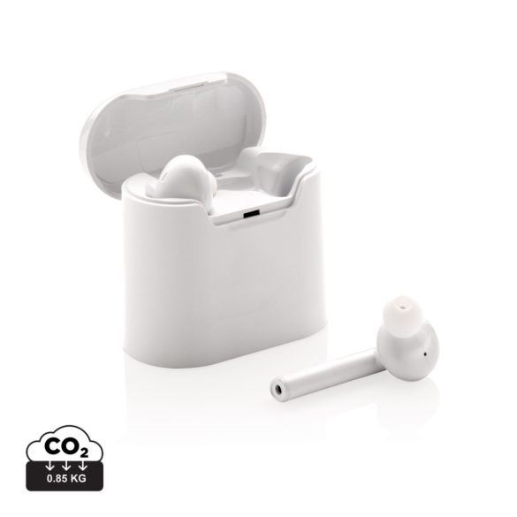 Liberty wireless earbuds in charging case, white