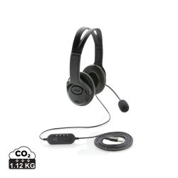 Over ear wired work headset, black