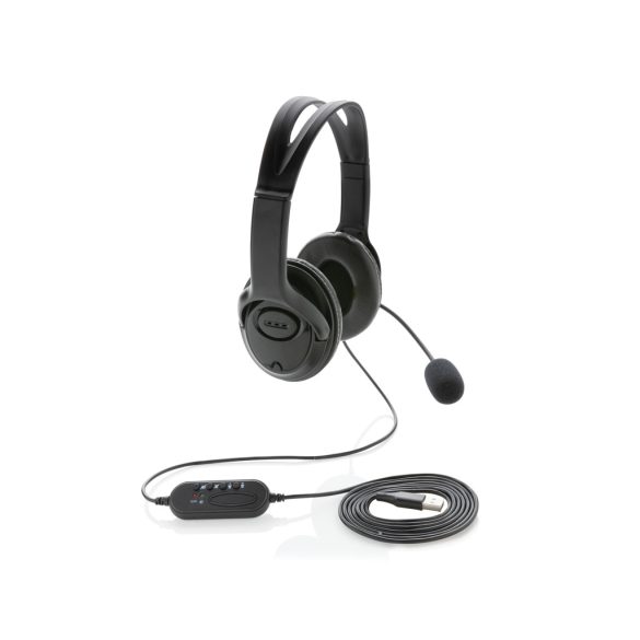 Over ear wired work headset, black