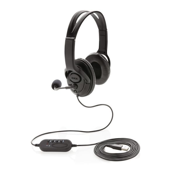 Over ear wired work headset, black