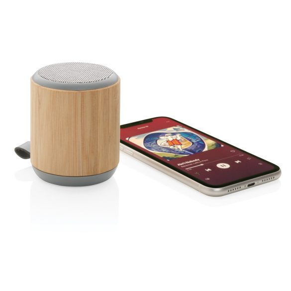 Bamboo and fabric 3W wireless speaker, brown