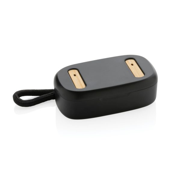 RCS recycled plastic & bamboo TWS earbuds, black