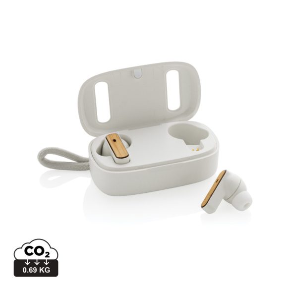 RCS recycled plastic & FSC® bamboo TWS earbuds, white