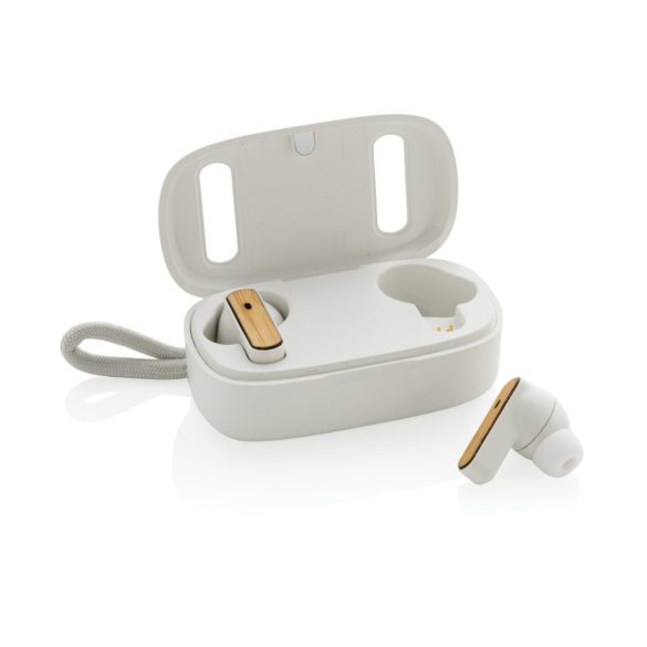 RCS recycled plastic & FSC® bamboo TWS earbuds, white