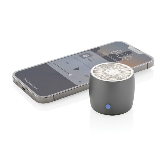 Swiss Peak RCS recycled aluminium 3W bass speaker, grey