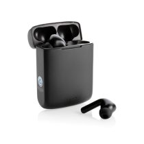 Skywave RCS recycled plastic solar earbuds, black