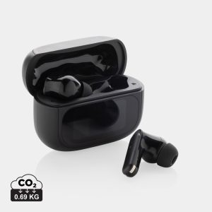 Airtune RCS recycled plastic ANC earbuds with touch screen, black