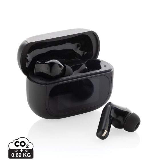 Airtune RCS recycled plastic ANC earbuds with touch screen, black