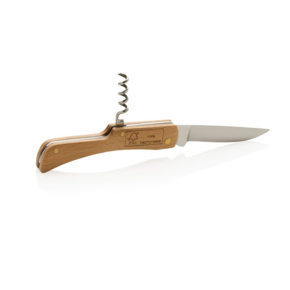 FSC® wooden knife with bottle opener, brown