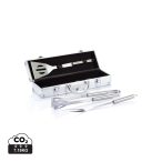 3 pcs barbecue set in aluminium box, silver