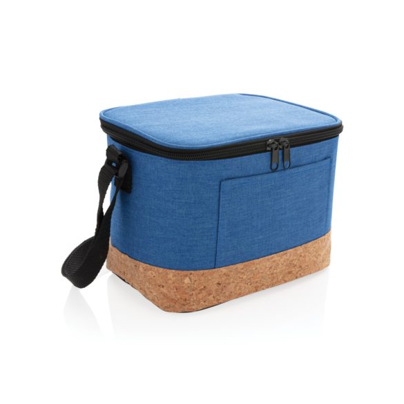 Two tone cooler bag with cork detail, blue