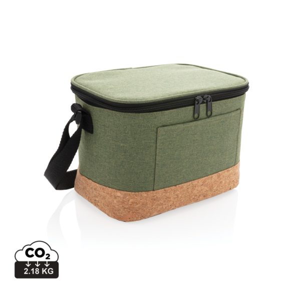 Two tone cooler bag with cork detail, green