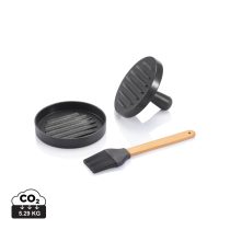 BBQ set with hamburger press and brush, grey