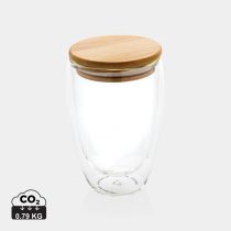   Double wall borosilicate glass with bamboo lid 350ml, transparent