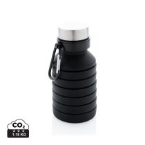 Leakproof collapsible silicone bottle with lid, black