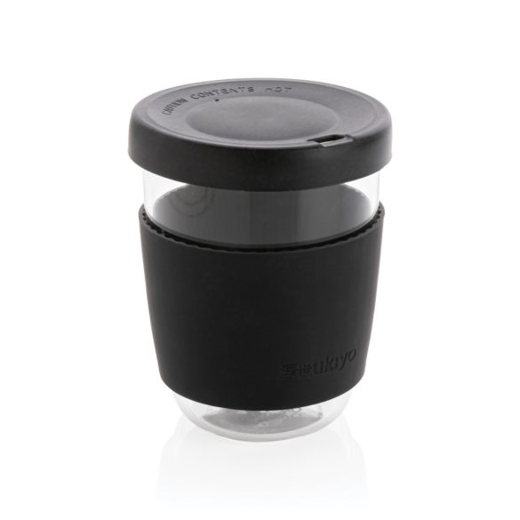 Ukiyo borosilicate glass with silicone lid and sleeve, black