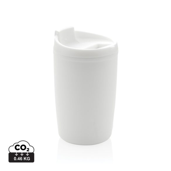 GRS Recycled PP tumbler with flip lid, white