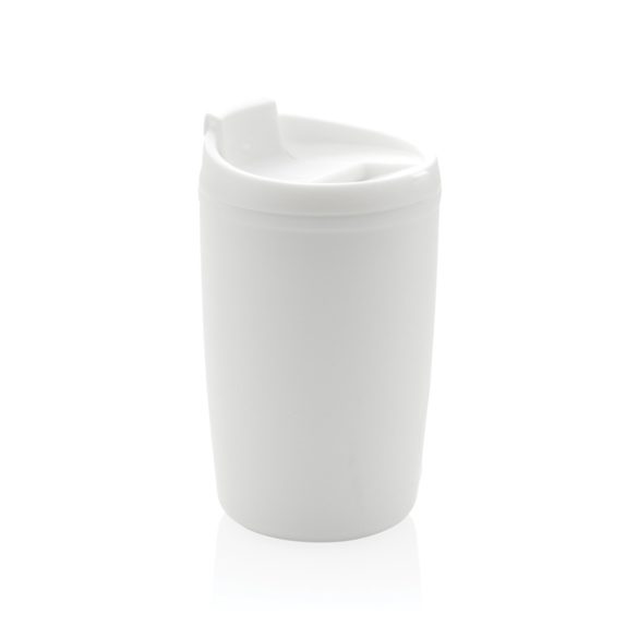 GRS Recycled PP tumbler with flip lid, white