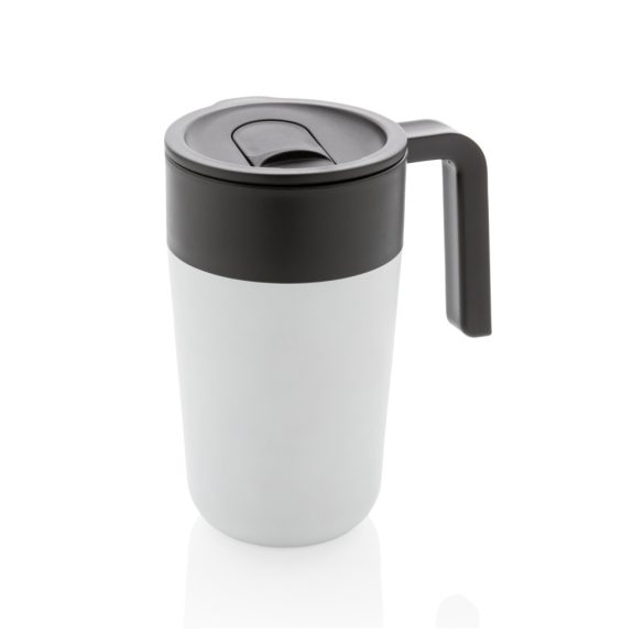 GRS Recycled PP and SS mug with handle, white