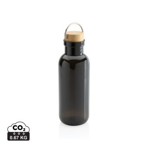 GRS RPET bottle with FSC bamboo lid and handle, black