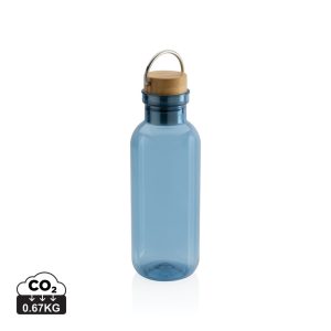 GRS RPET bottle with FSC bamboo lid and handle, blue