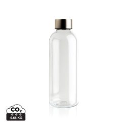 Leakproof water bottle with metallic lid, transparent