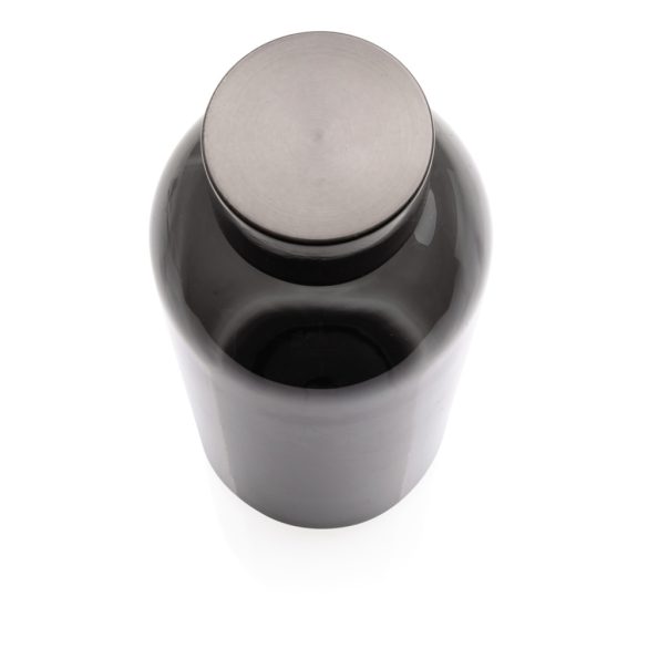 Leakproof water bottle with metallic lid, black