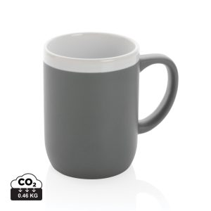 Ceramic mug with white rim, grey