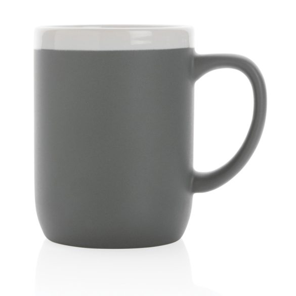 Ceramic mug with white rim, grey