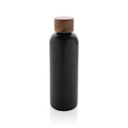   Wood RCS certified recycled stainless steel vacuum bottle, black