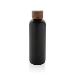   Wood RCS certified recycled stainless steel vacuum bottle, black